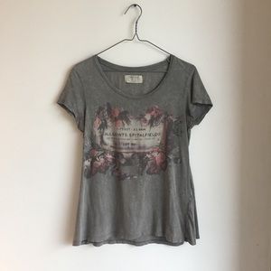 All Saints Gray Floral Graphic Tee